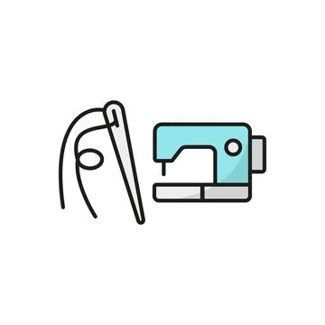 Sewing machine and needle and thread set tailor and fashion icon Stock Illustration