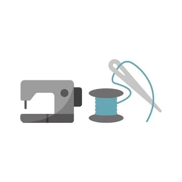 Sewing machine and needle and thread set tailor and fashion icon Stock Illustration