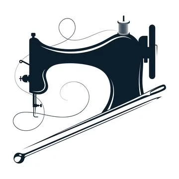 Sewing machine and needle, design for sewing and cutting Illustration