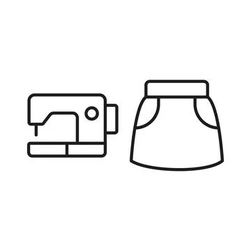 Sewing machine and skirt set tailor and fashion icon Stock Illustration