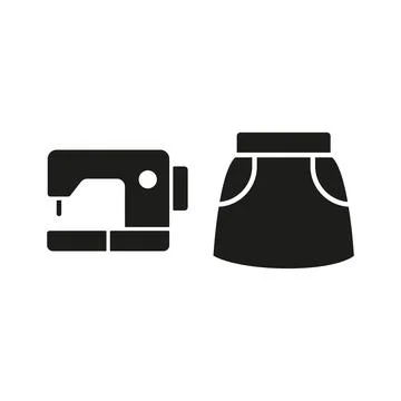 Sewing machine and skirt set tailor and fashion icon Stock Illustration