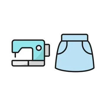 Sewing machine and skirt set tailor and fashion icon Stock Illustration