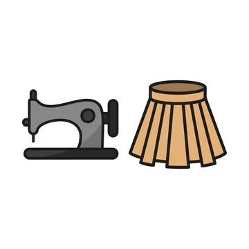 Sewing machine and skirt set tailor and fashion icon Stock Illustration