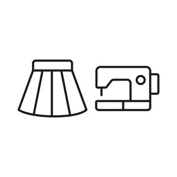 Sewing machine and skirt set tailor and fashion icon Stock Illustration