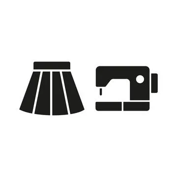 Sewing machine and skirt set tailor and fashion icon Stock Illustration