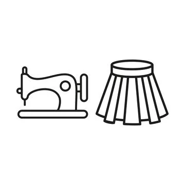 Sewing machine and skirt set tailor and fashion icon Stock Illustration