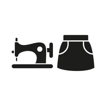 Sewing machine and skirt set tailor and fashion icon Stock Illustration