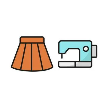 Sewing machine and skirt set tailor and fashion icon Stock Illustration