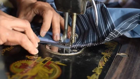 Sewing machine and tailoring 스톡 동영상 234594012