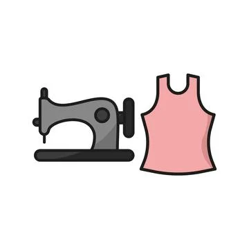 Sewing machine and tank top set tailor and fashion icon Stock Illustration