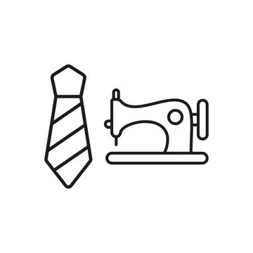 Sewing machine and tie set tailor and fashion icon Stock Illustration