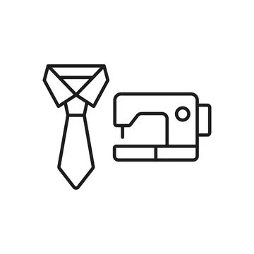 Sewing machine and tie set tailor and fashion icon Illustrazione stock