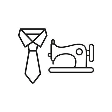 Sewing machine and tie set tailor and fashion icon Stock Illustration