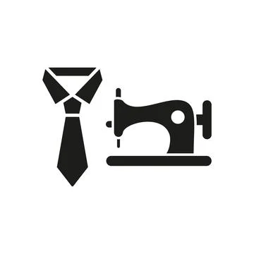 Sewing machine and tie set tailor and fashion icon Stock Illustration