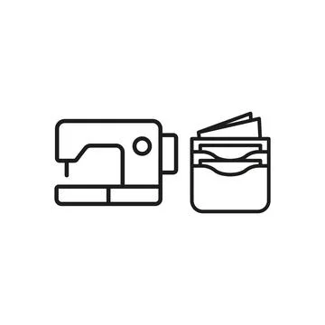 Sewing machine and wallet set tailor and fashion icon Stock Illustration