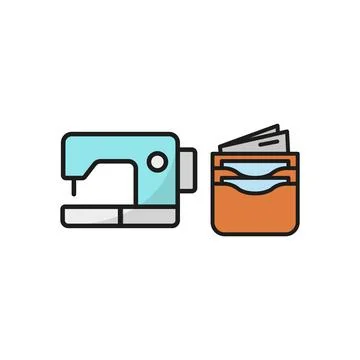 Sewing machine and wallet set tailor and fashion icon Stock Illustration