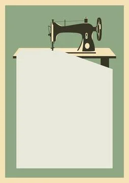 Sewing machine with blank paper for text Stock Illustration