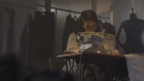 Sewing machine with changing lights Stock Footage 220015071