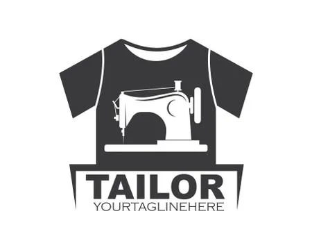 Sewing machine in clothes  icon logo vector of tailor business Stock Illustration