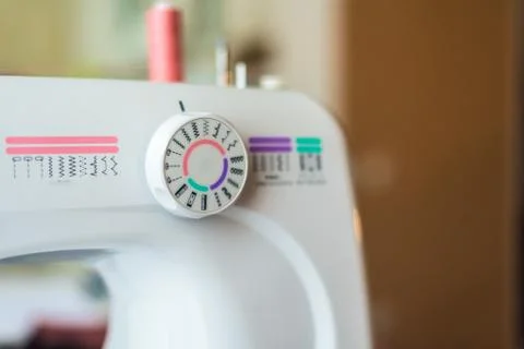 Sewing machine with coils of thread Stock Photos