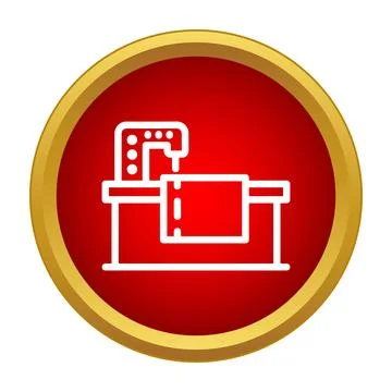 Sewing machine crafting textile garment in workshop icon Illustrazione stock