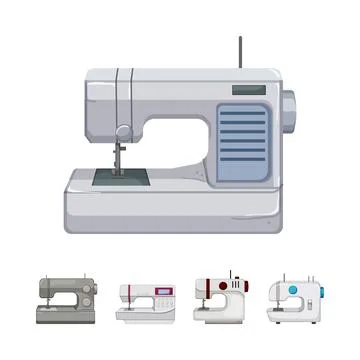 Sewing machine crafting tools set design illustration Stock Illustration