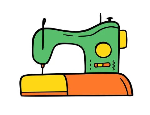 Sewing machine doodle Hand made needlework Vector illustration on white Stock Illustration