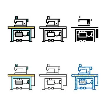Sewing machine edition textile workplace color icon vector Stock Illustration