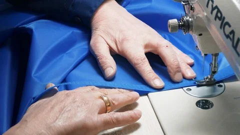 Sewing machine in a factory Stock Footage 119534453