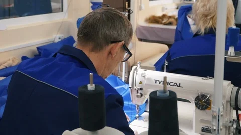 Sewing machine in a factory Stock Footage 119535078