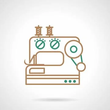 Sewing machine flat line vector icon Flat line brown and green color vecto... 스톡 사진