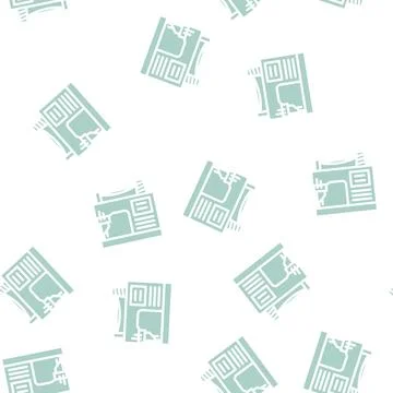 Sewing machine glyph vector seamless pattern Stock Illustration
