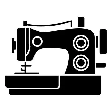 Sewing Machine Icon Black Glyph Tailoring Equipment Vector Symbol Stock Illustration
