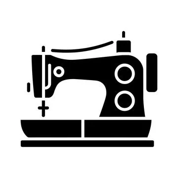 Sewing Machine Icon Black Glyph Tailoring Equipment Vector Symbol Stock Illustration