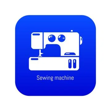 Sewing machine icon blue vector Stock Illustration