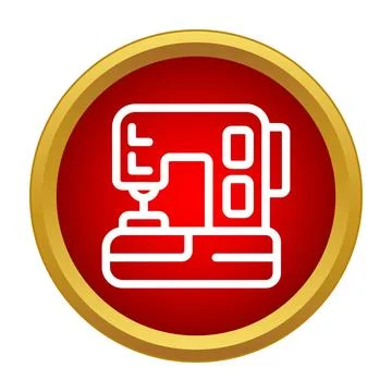 Sewing machine icon button red gold symbol Stock Illustration