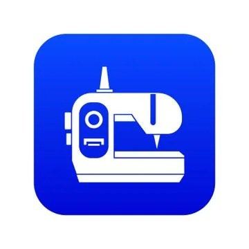 Sewing machine icon digital blue Illustrazione stock
