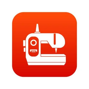 Sewing machine icon digital red Illustrazione stock