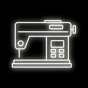 Sewing machine icon glowing neon outline Stock Illustration