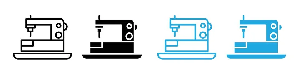 Sewing machine icon logo set vector Illustrazione stock