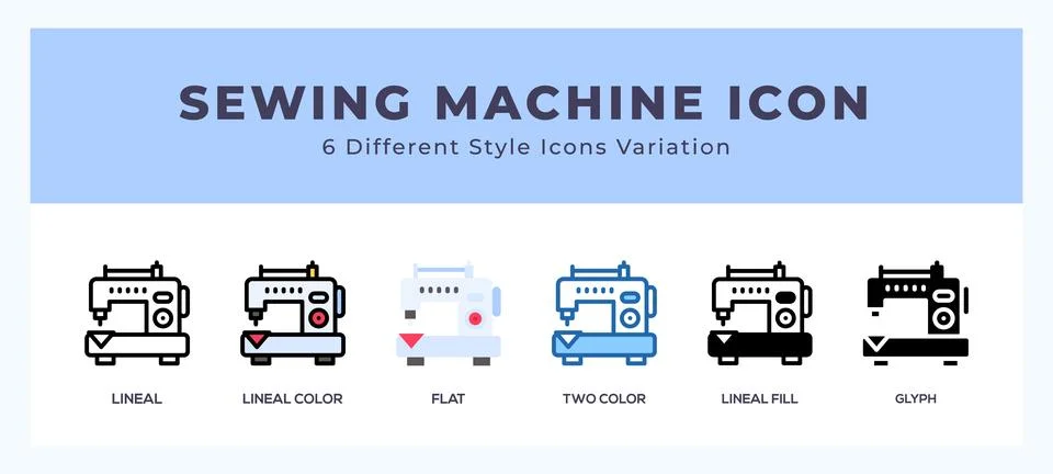 Sewing machine icon set. Design elements for logo 스톡 일러스트