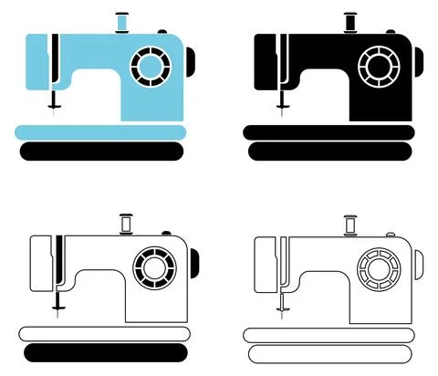 Sewing machine icon set Stock Illustration