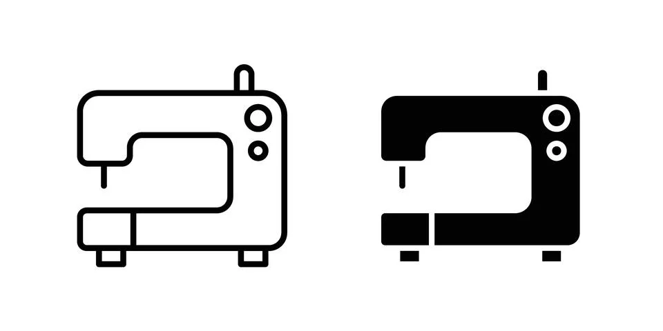 Sewing machine icon vector concepts, line and silhouette style Stock Illustration