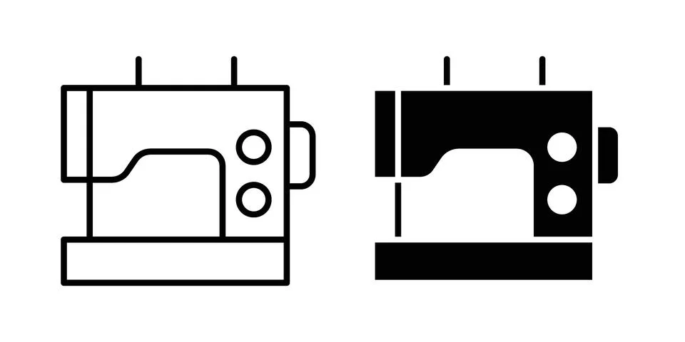 Sewing machine icon vectors. Illustrations in black Stock Illustration