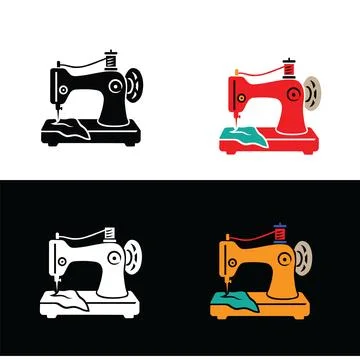 Sewing machine icons set. Tailoring equipment symbols for fashion design and cra 스톡 일러스트