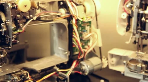 Sewing machine inside dolly shot tight Stock Footage 50761305