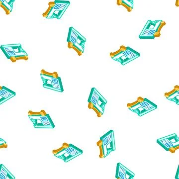 Sewing machine isometric icon seamless pattern Stock Illustration