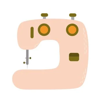 Sewing machine. Knitting tool. Hobby time, handmade things Stock Illustration