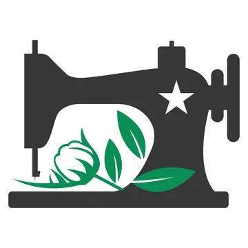 Sewing Machine With Leaf Tailor Craft Logo Stock Illustration