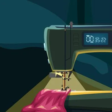 Sewing machine with light on dark back Stock Illustration